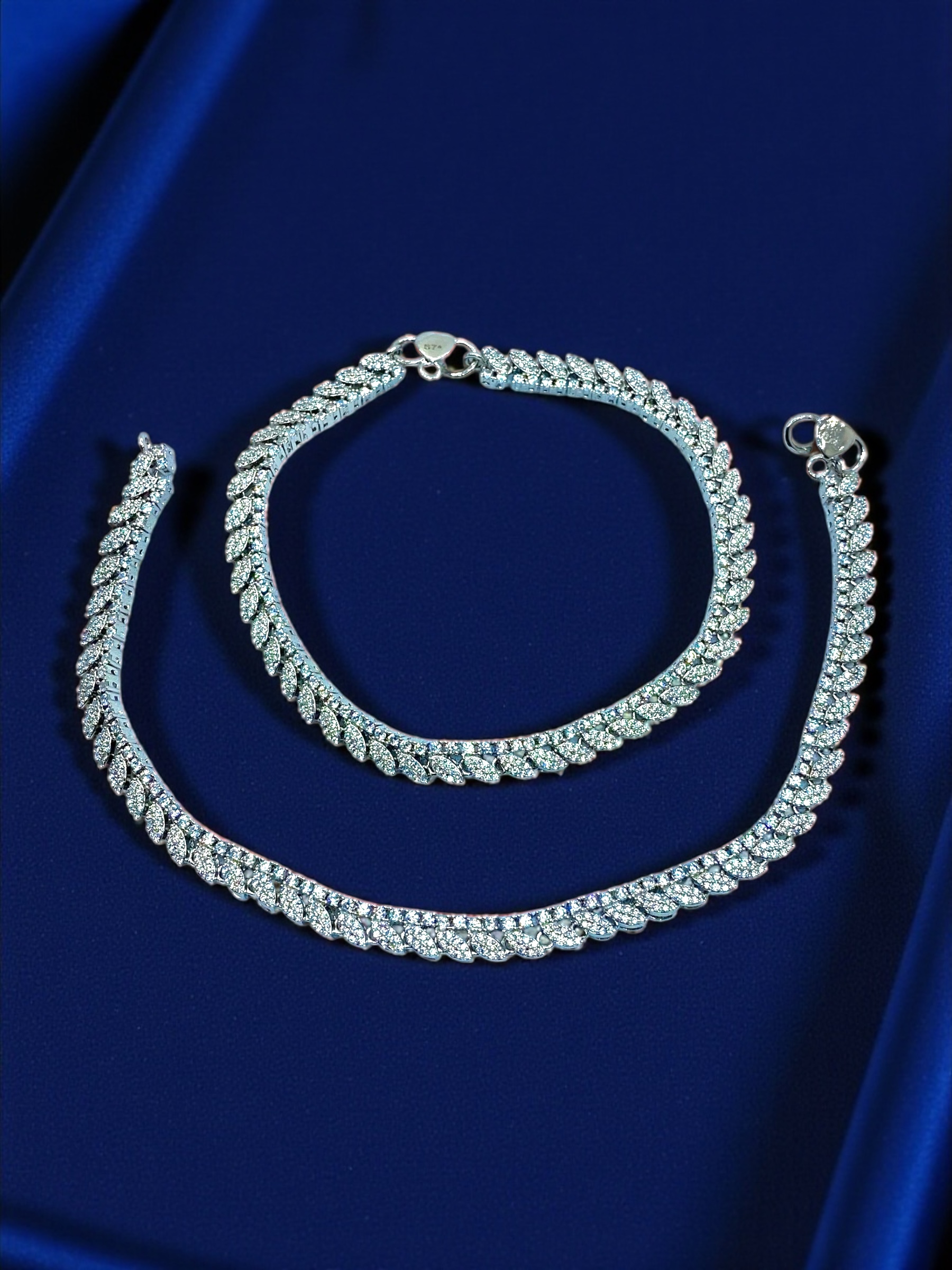 Designer Silver Payal with Stones